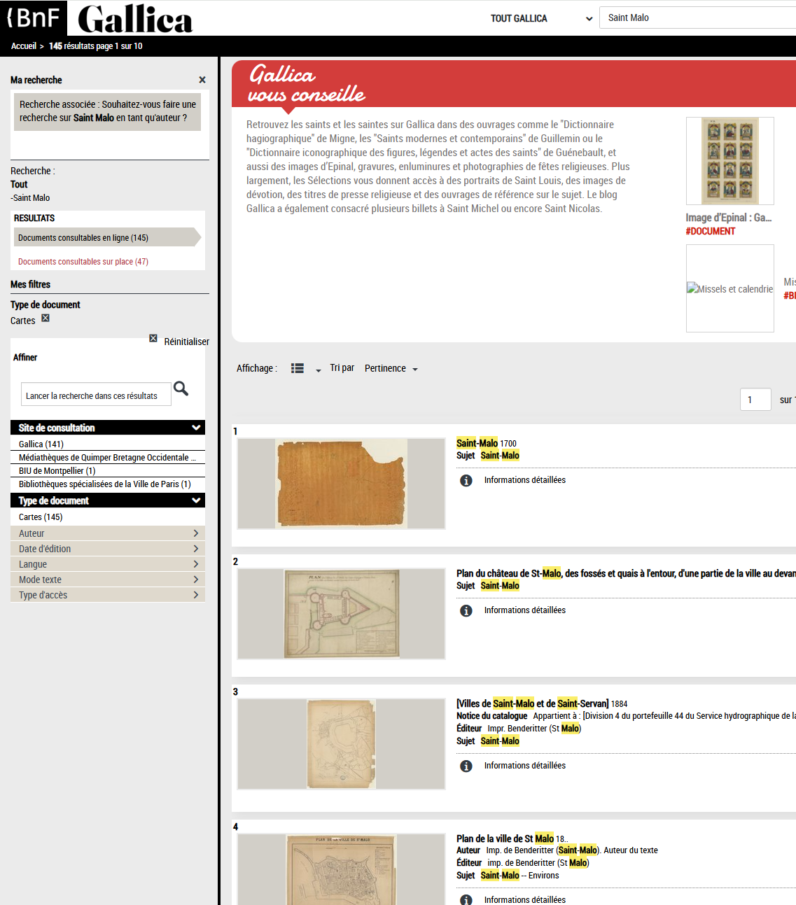 Rechercher une carte sur Gallica