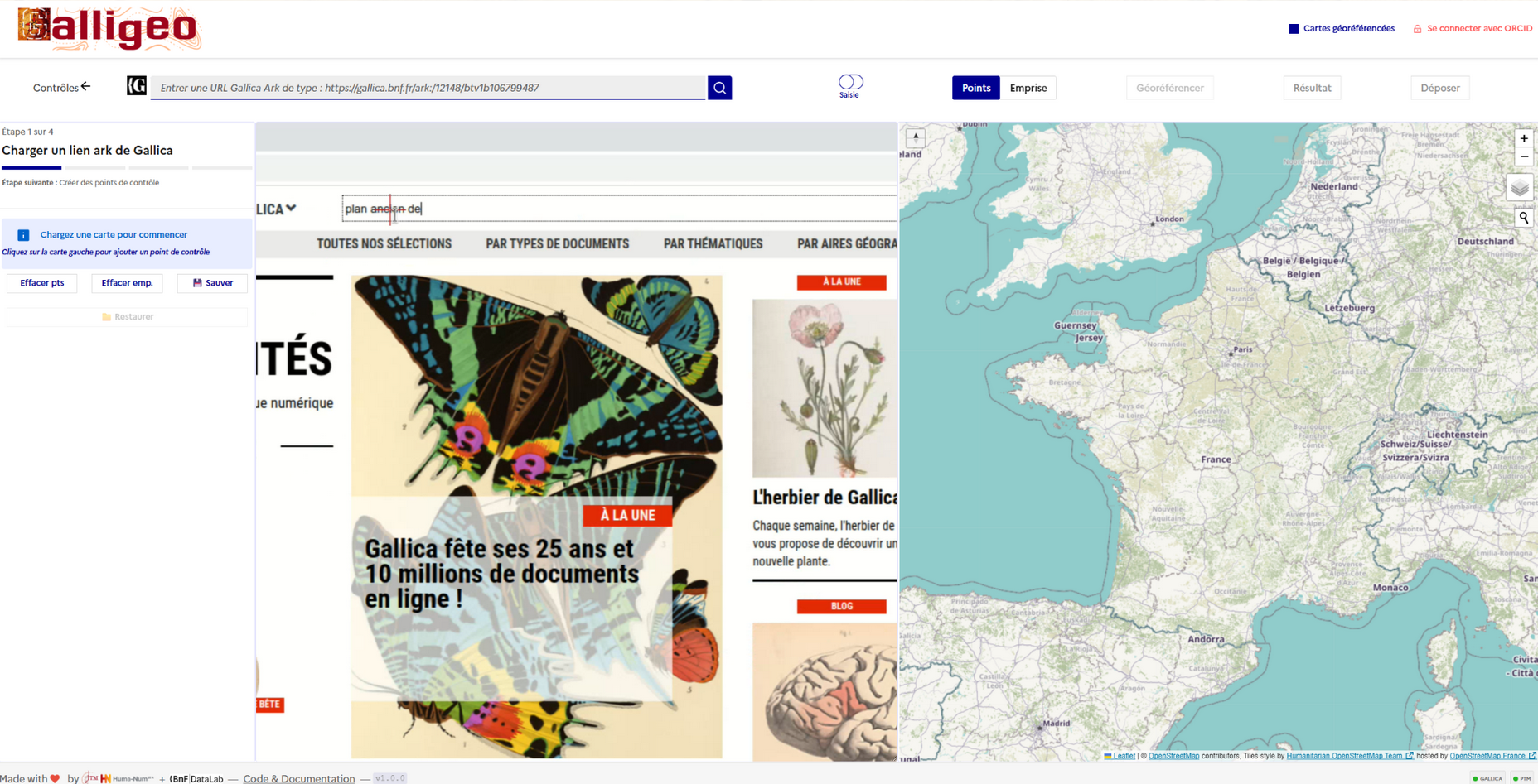 Interface principale de Galligeo