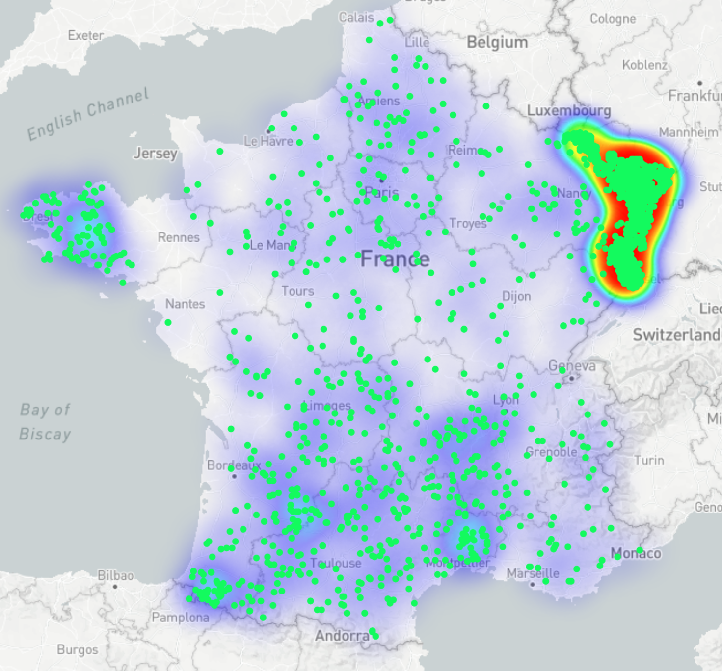 Toponymes d'une longueur de 12 caractères se terminant par une voyelle autre que y