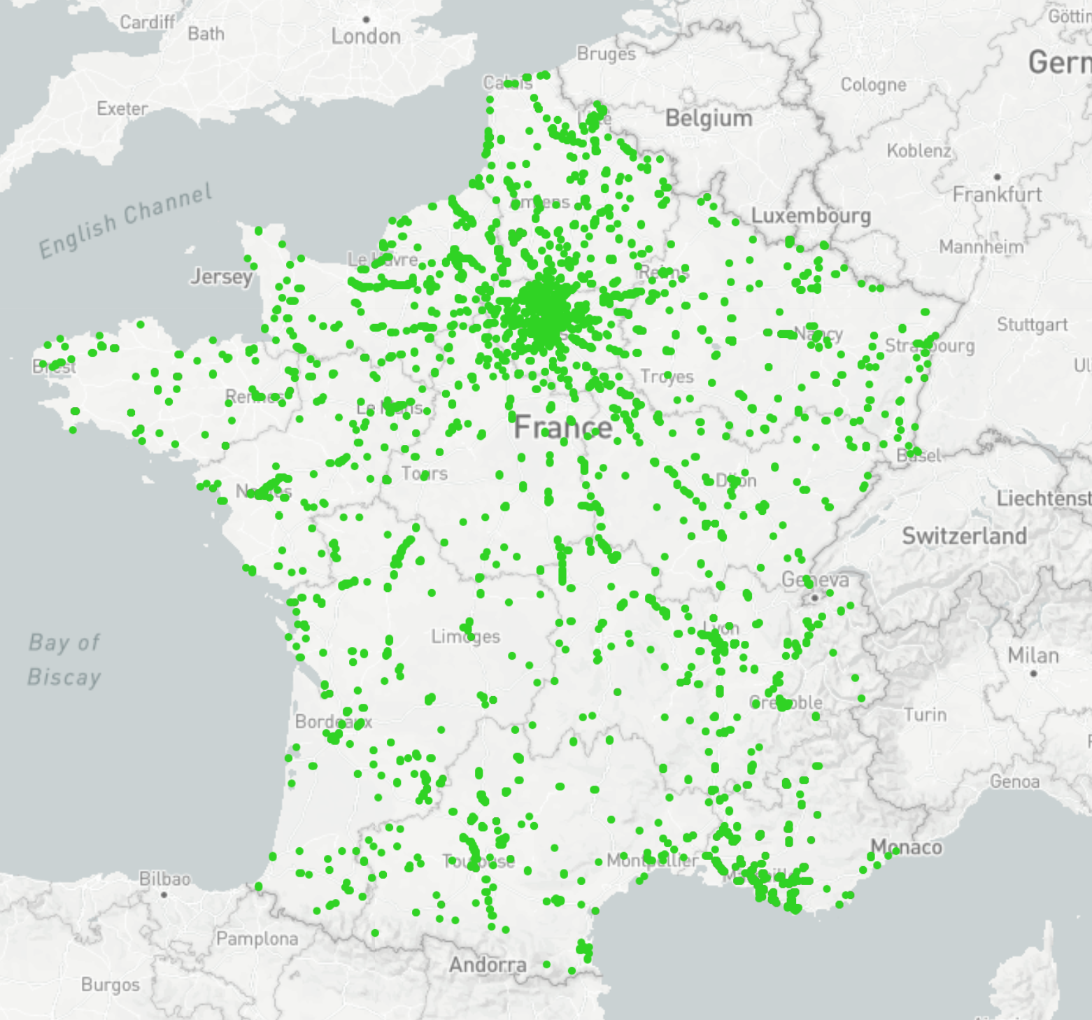 Odonymes des routes portant les termes Paris ou Marseille